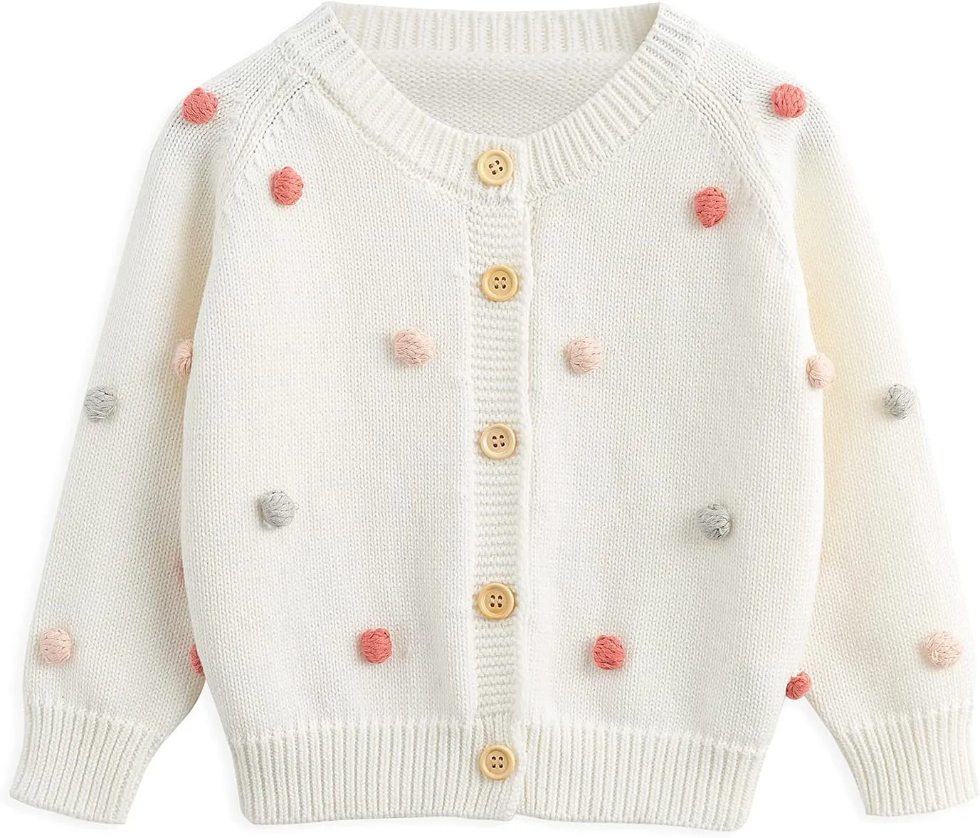 Simplee kids Baby Sweater Cardigan Jacquard Cable-Knit Spring Coat Long Sleeve Cardigan for Baby Girl