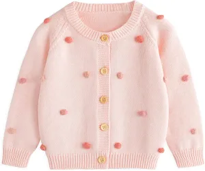 Simplee kids Baby Sweater Cardigan Jacquard Cable-Knit Spring Coat Long Sleeve Cardigan for Baby Girl