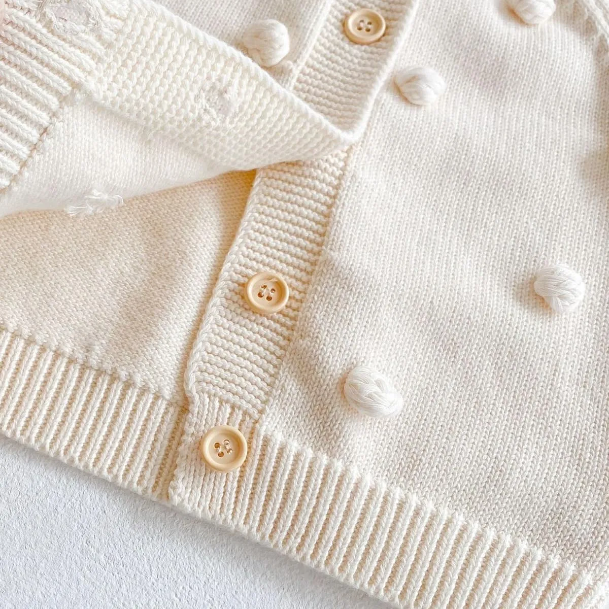 Simplee kids Baby Sweater Cardigan Jacquard Cable-Knit Spring Coat Long Sleeve Cardigan for Baby Girl