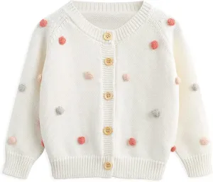 Simplee kids Baby Sweater Cardigan Jacquard Cable-Knit Spring Coat Long Sleeve Cardigan for Baby Girl