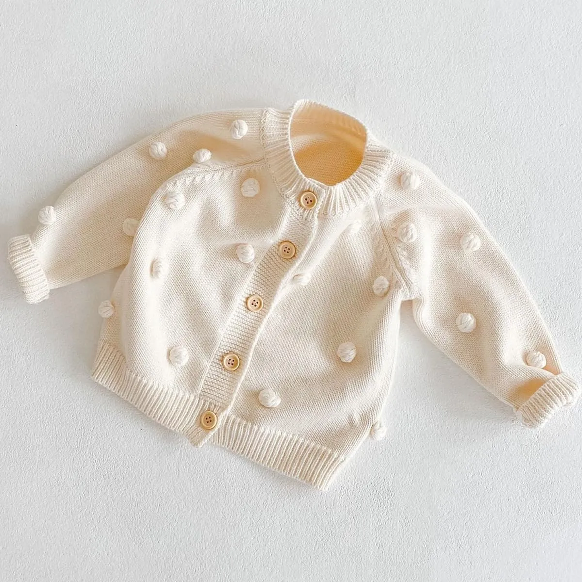 Simplee kids Baby Sweater Cardigan Jacquard Cable-Knit Spring Coat Long Sleeve Cardigan for Baby Girl