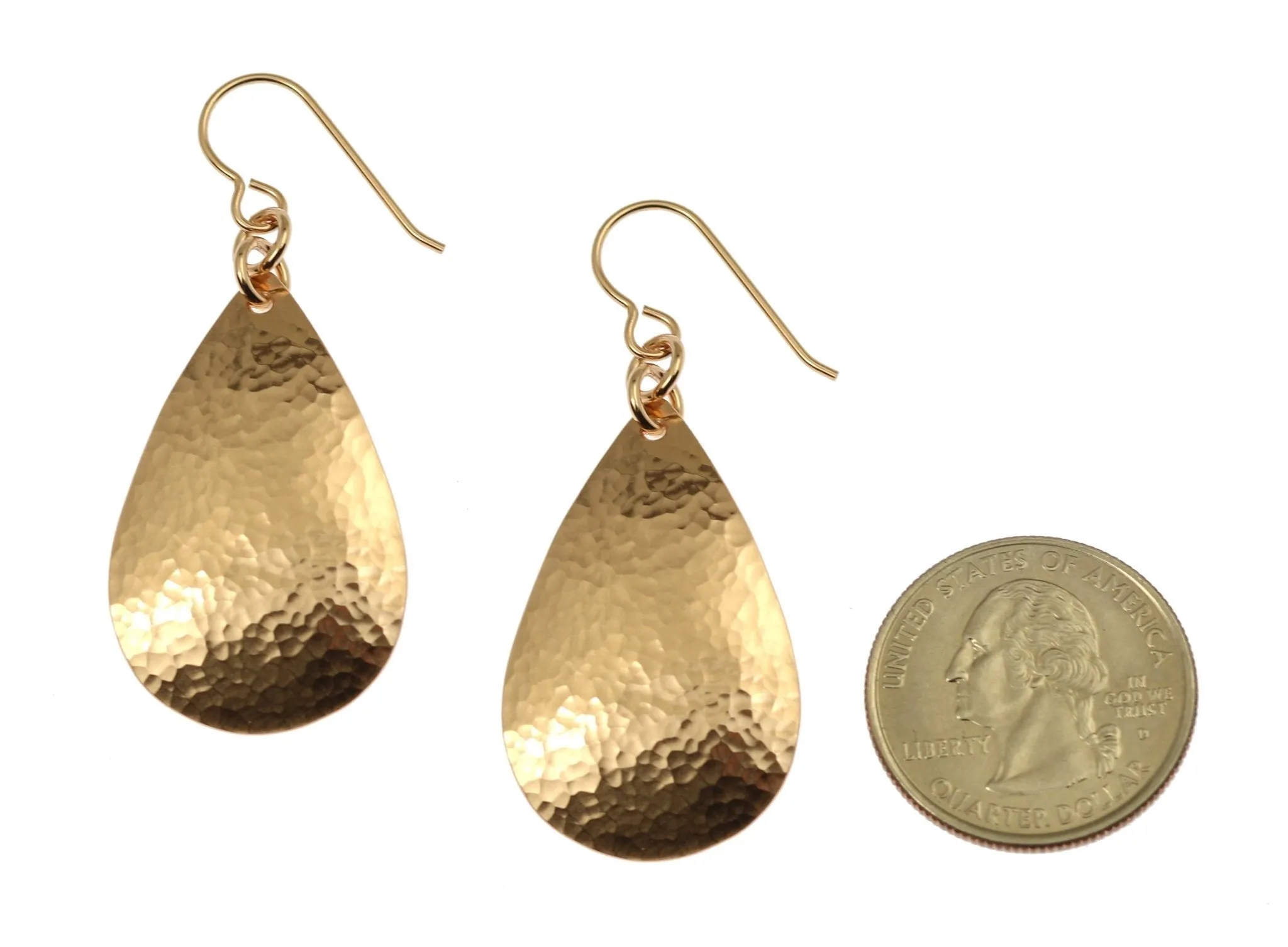 Small Hammered Bronze Teardrop Earrings