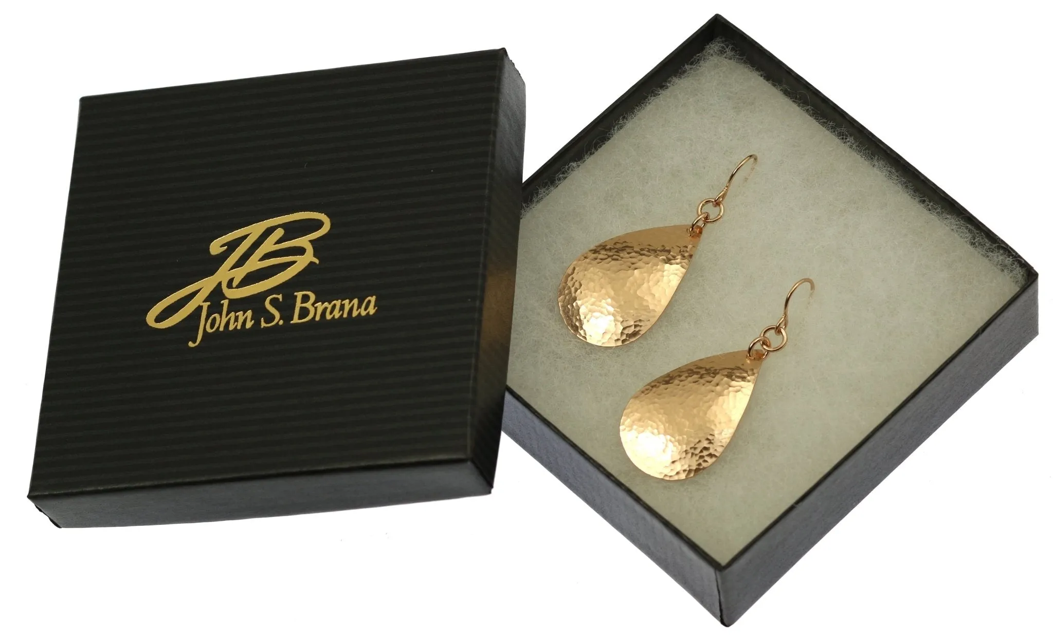 Small Hammered Bronze Teardrop Earrings