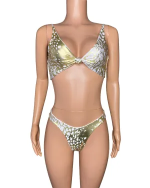 Snow leopard knot front bikini