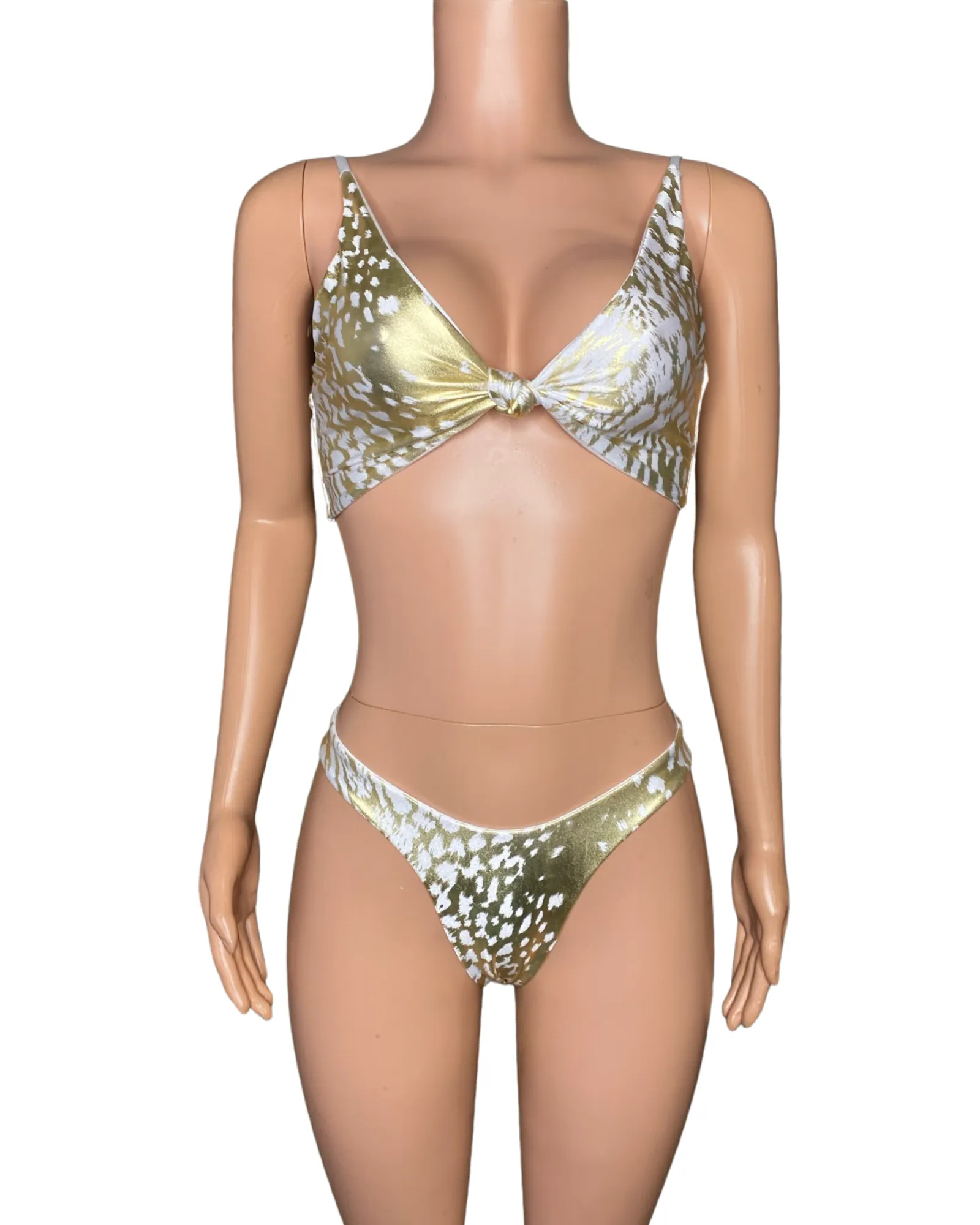 Snow leopard knot front bikini