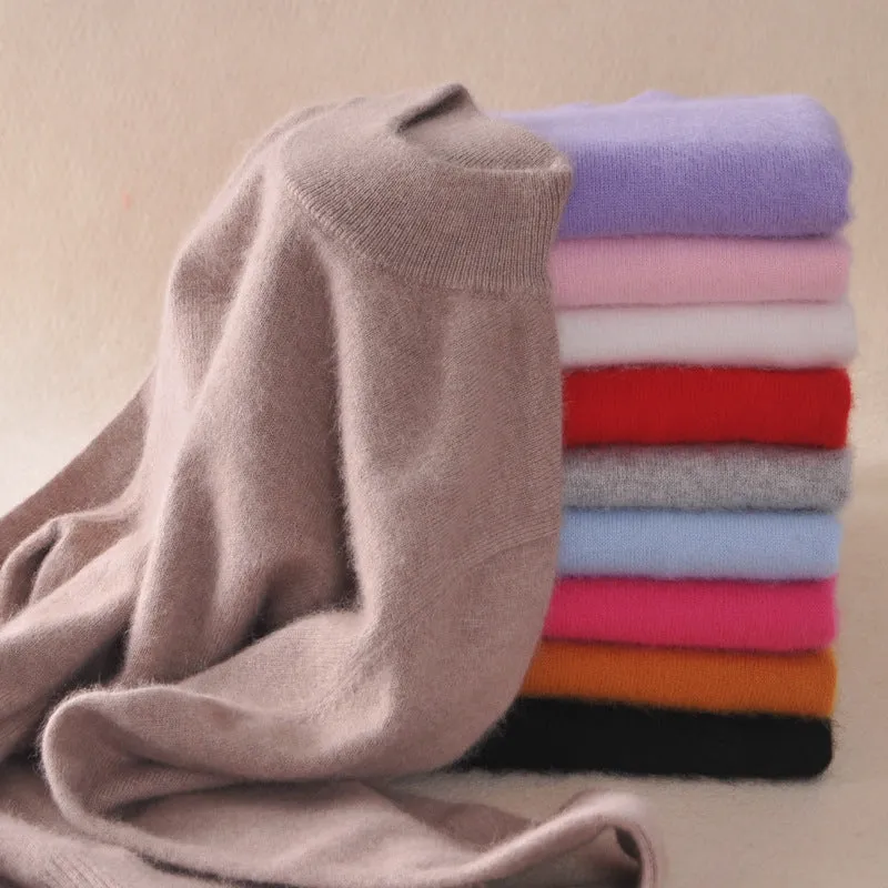 Solid Colored Half-Height Collar Sweater Women Minimalist Matching Short Pullover Long Sleeved Outerwear