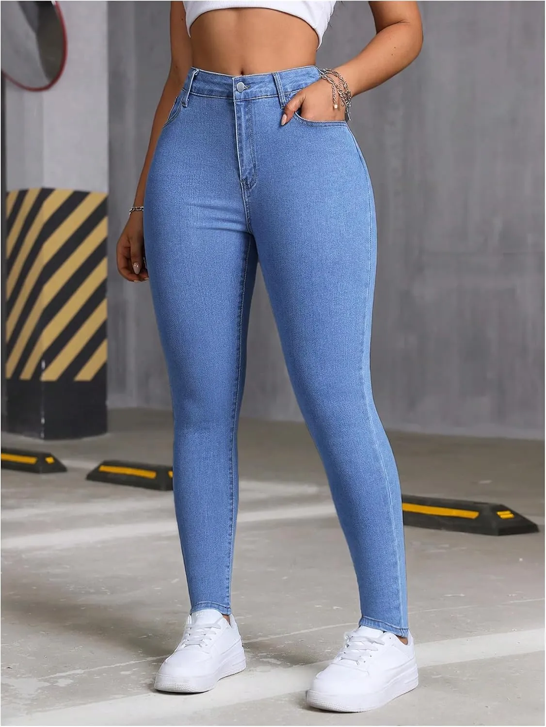 SOLY HUX Women's High Waisted Stretch Denim Pants Tummy Control Casual Skinny Jeans Leggings