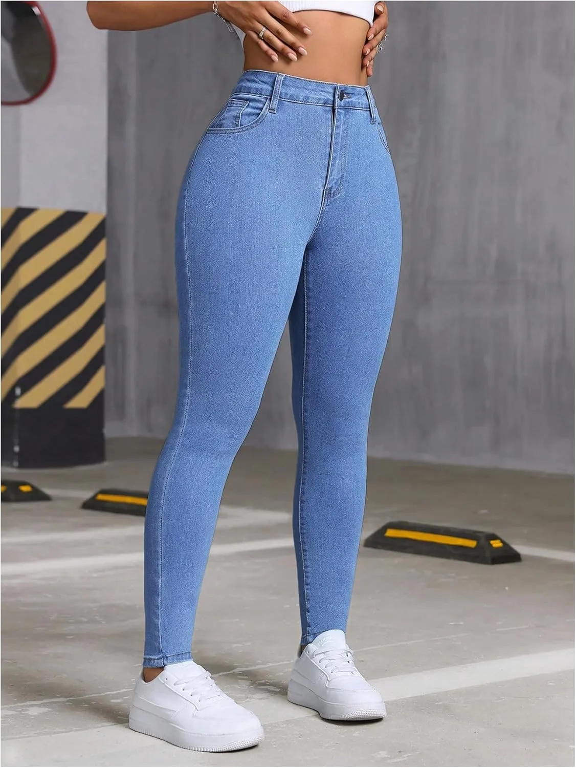 SOLY HUX Women's High Waisted Stretch Denim Pants Tummy Control Casual Skinny Jeans Leggings