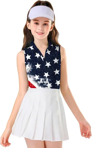 Soneven Girls' Sleeveless Polo Shirts V Neck Golf Tennis T-Shirts Collared Tank Tops for 5-14 Years
