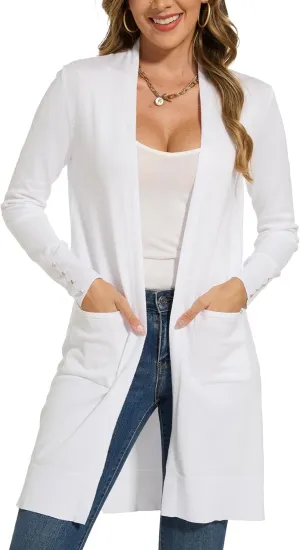 Spicy Sandia Women's Long Dressy Cardigan Sweaters with Pockets Lightweight Duster Coat