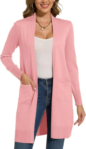 Spicy Sandia Women's Long Dressy Cardigan Sweaters with Pockets Lightweight Duster Coat