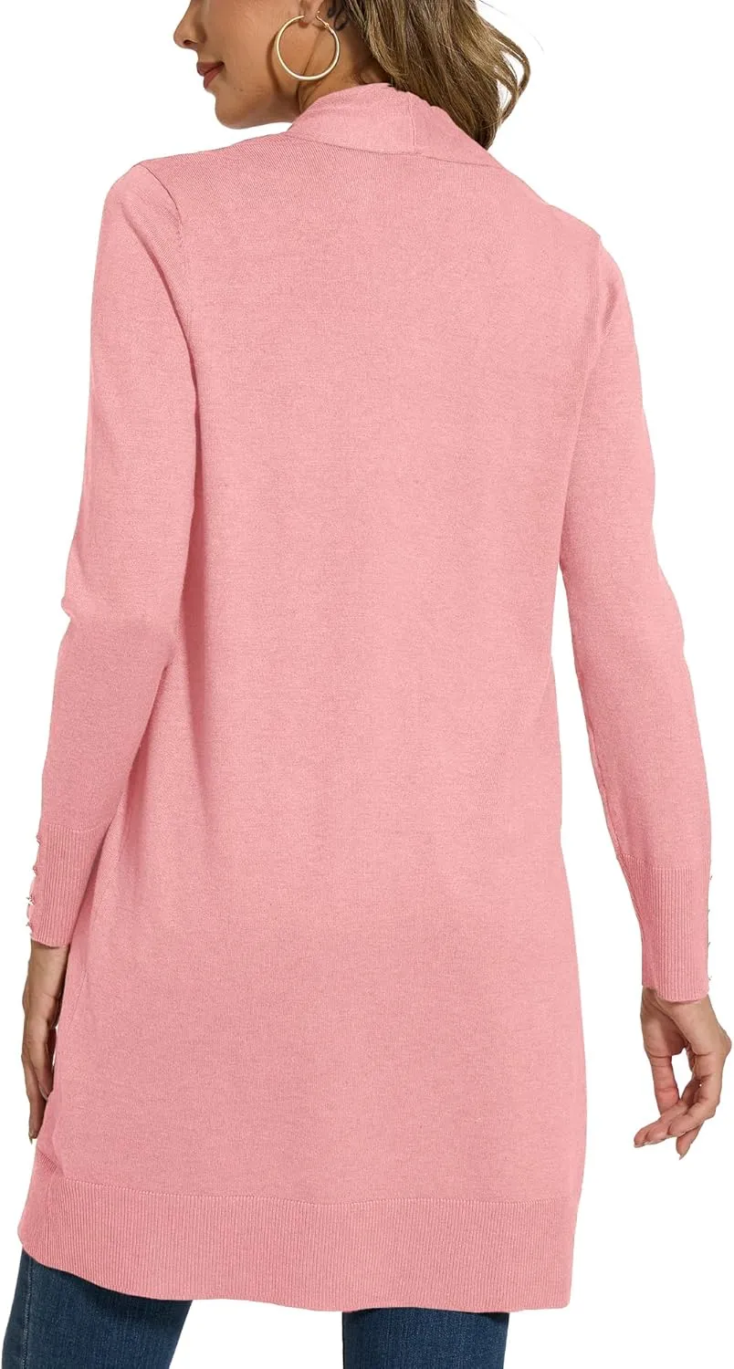 Spicy Sandia Women's Long Dressy Cardigan Sweaters with Pockets Lightweight Duster Coat