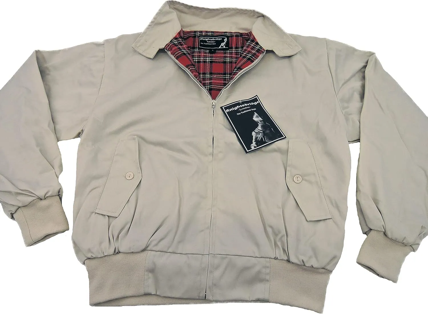 Spirit of England Mens Classic Harrington Style Jacket Knightsbridge Burgundy Red Tartan Lined