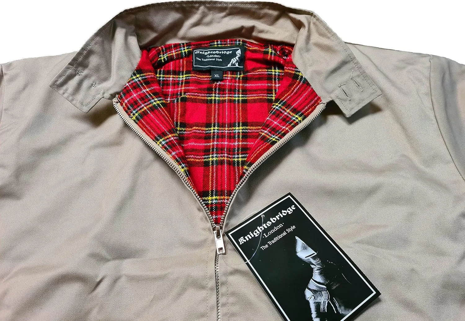 Spirit of England Mens Classic Harrington Style Jacket Knightsbridge Burgundy Red Tartan Lined