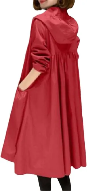 Spring Summer Hooded Straight Trench Coat Women's Long Loose Coat Zipper Trench Coat