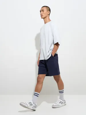 Studiofit Navy Relaxed-Fit Mid-Rise Cotton-Blend Shorts