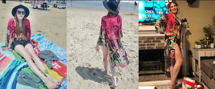 Sunset and Swim Flowy Kimono Cardigan Strandüberzug