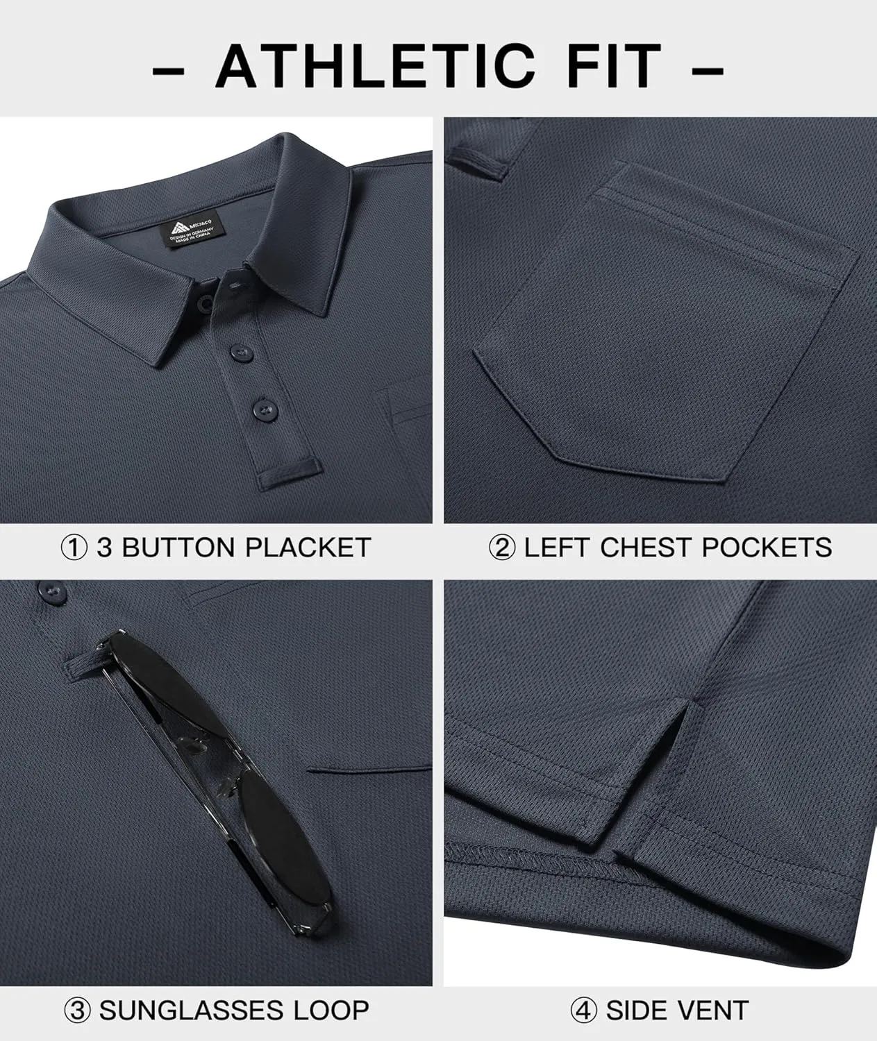 SWISSWELL Long Sleeve Polo Shirts for Men with Pocket 3 Pack Collared Moisture Wicking Performance Golf Shirts