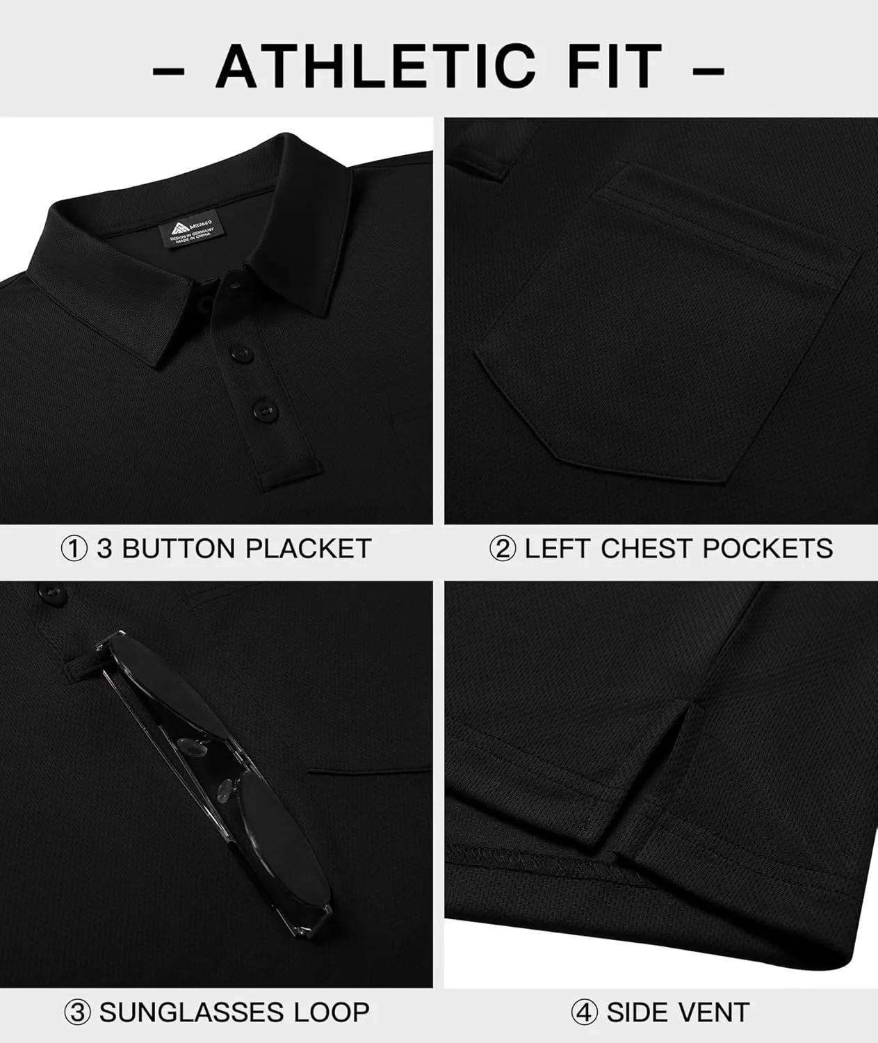 SWISSWELL Long Sleeve Polo Shirts for Men with Pocket 3 Pack Collared Moisture Wicking Performance Golf Shirts