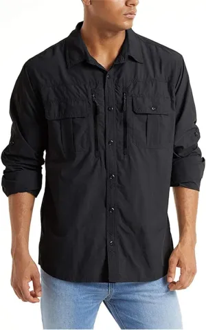 Tactical Hiking Shirts Men Long Sleeve Cargo Work Shirts Summer Outdoor Quick Dry Military Hunting Fishing Shirt