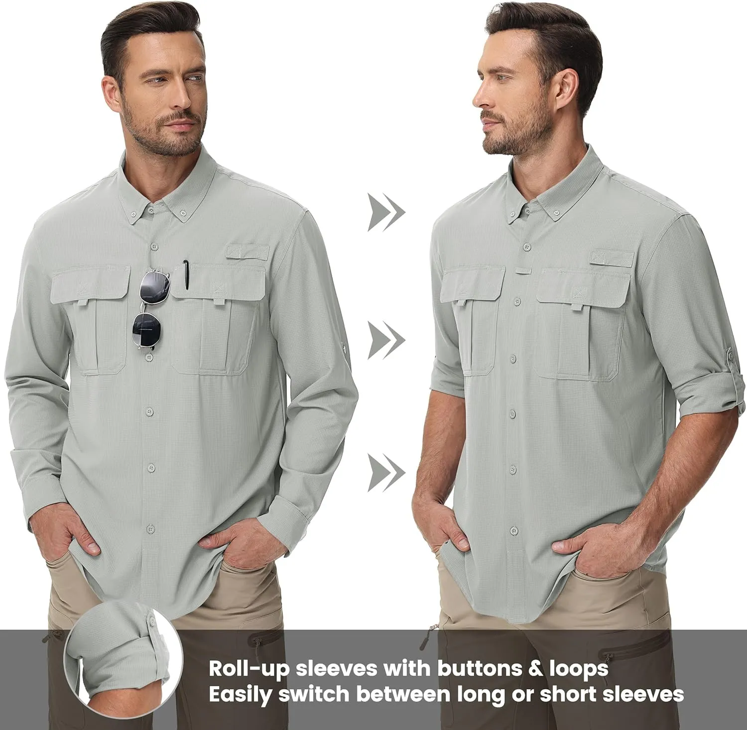 TACVASEN Mens Long Sleeve Sun Protection Shirt UPF 50  Quick Dry Fishing Cooling UV Shirts Outdoor Tactical Hiking Shirts