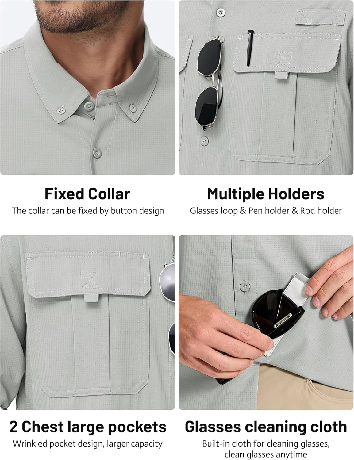 TACVASEN Mens Long Sleeve Sun Protection Shirt UPF 50  Quick Dry Fishing Cooling UV Shirts Outdoor Tactical Hiking Shirts