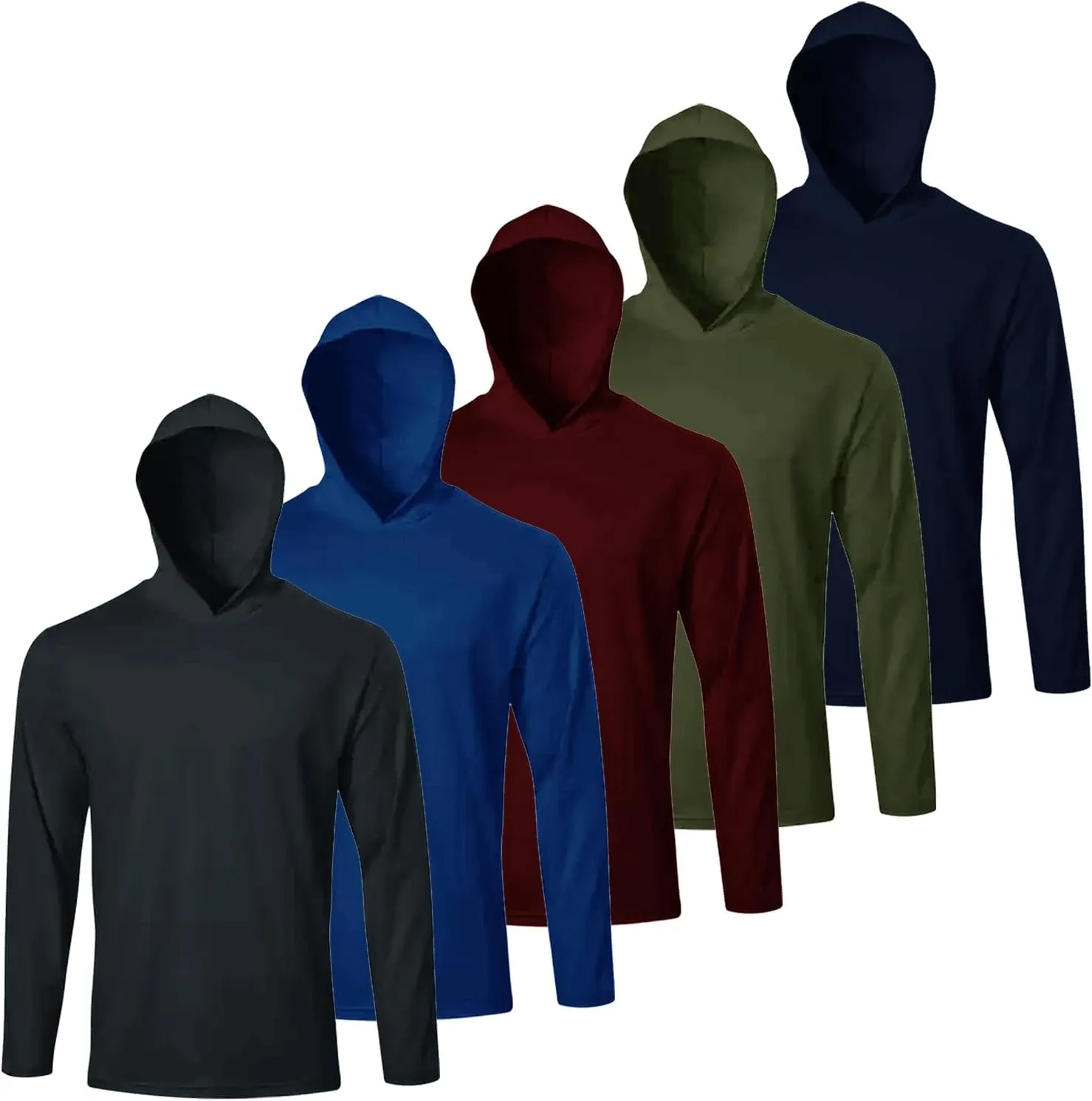 TanBridge Men's Quick Dry T-Shirts Long Sleeve Gym Hoodie Shirts for Men Sun Protection Shirt 5 Pack