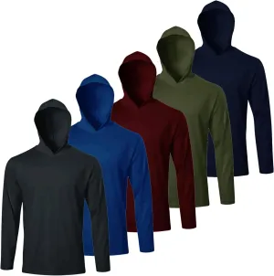 TanBridge Men's Quick Dry T-Shirts Long Sleeve Gym Hoodie Shirts for Men Sun Protection Shirt 5 Pack