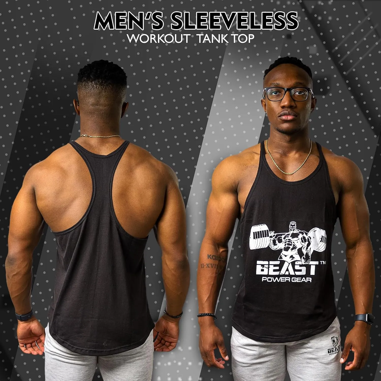 Tank Tops Men, Y-Back Muscle Mens Tank Top, Breathable, Dry Fit Sleeveless Shirts for Men, Bodybuilding Muscle Shirts for Men