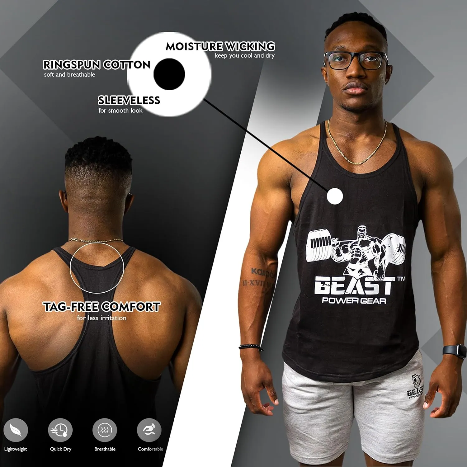 Tank Tops Men, Y-Back Muscle Mens Tank Top, Breathable, Dry Fit Sleeveless Shirts for Men, Bodybuilding Muscle Shirts for Men