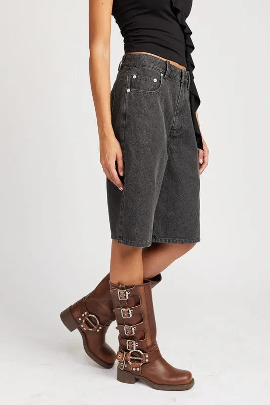 TEEK - Black Denim Bermuda Shorts