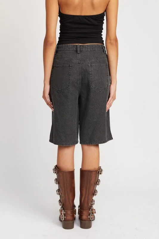TEEK - Black Denim Bermuda Shorts