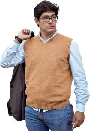 TINKUY Peru Men's Alpaca Wool V Neck Sweater Vest, S-4XL