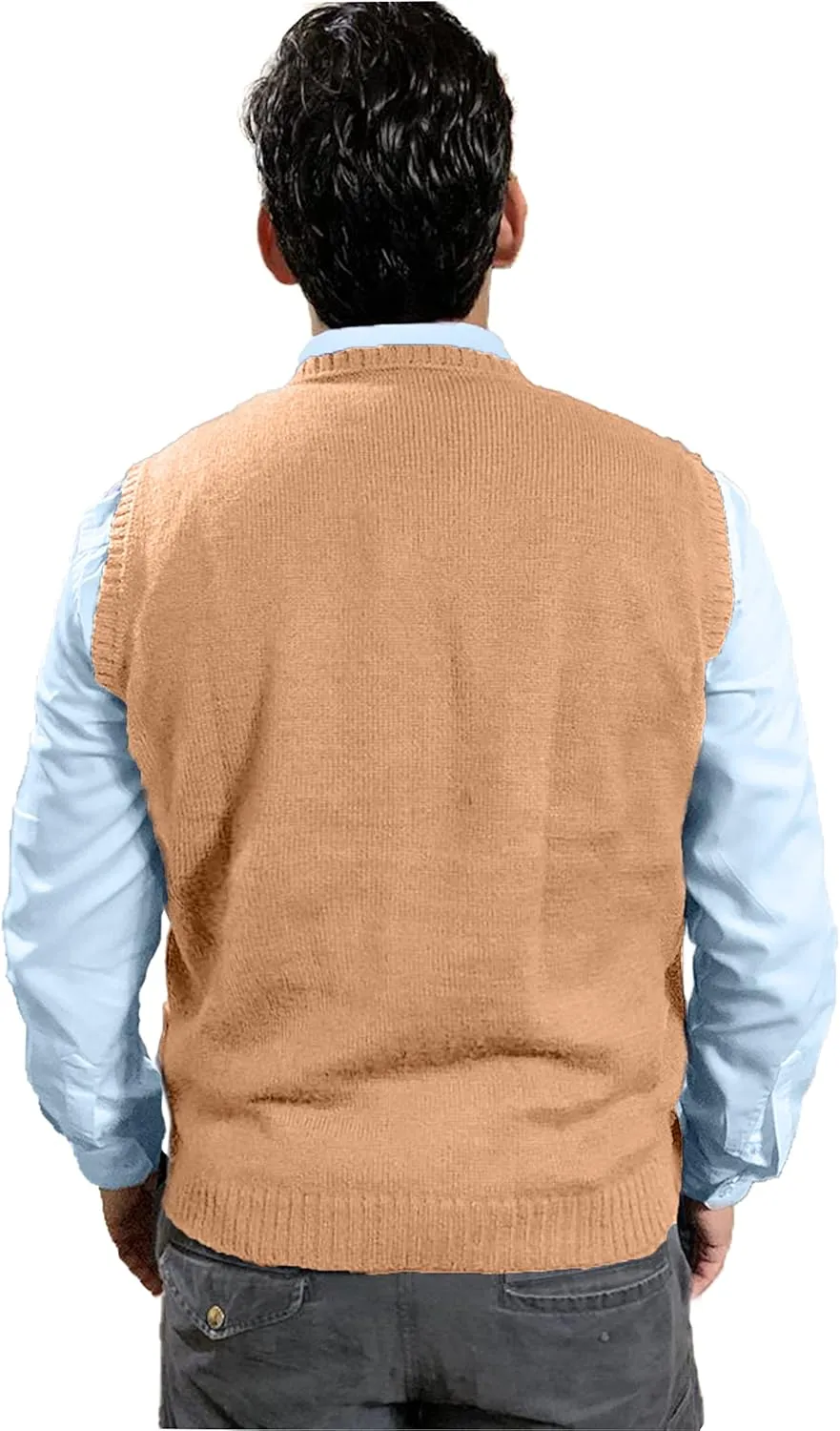 TINKUY Peru Men's Alpaca Wool V Neck Sweater Vest, S-4XL