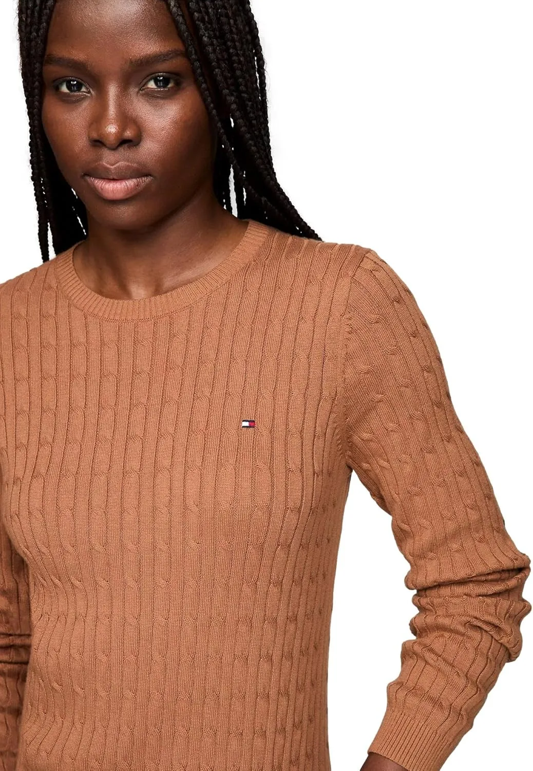 Tommy Hilfiger Women's Flag Logo Crewneck Cable Kint Sweaters Collection 2025