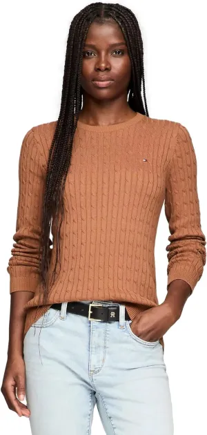 Tommy Hilfiger Women's Flag Logo Crewneck Cable Kint Sweaters Collection 2025