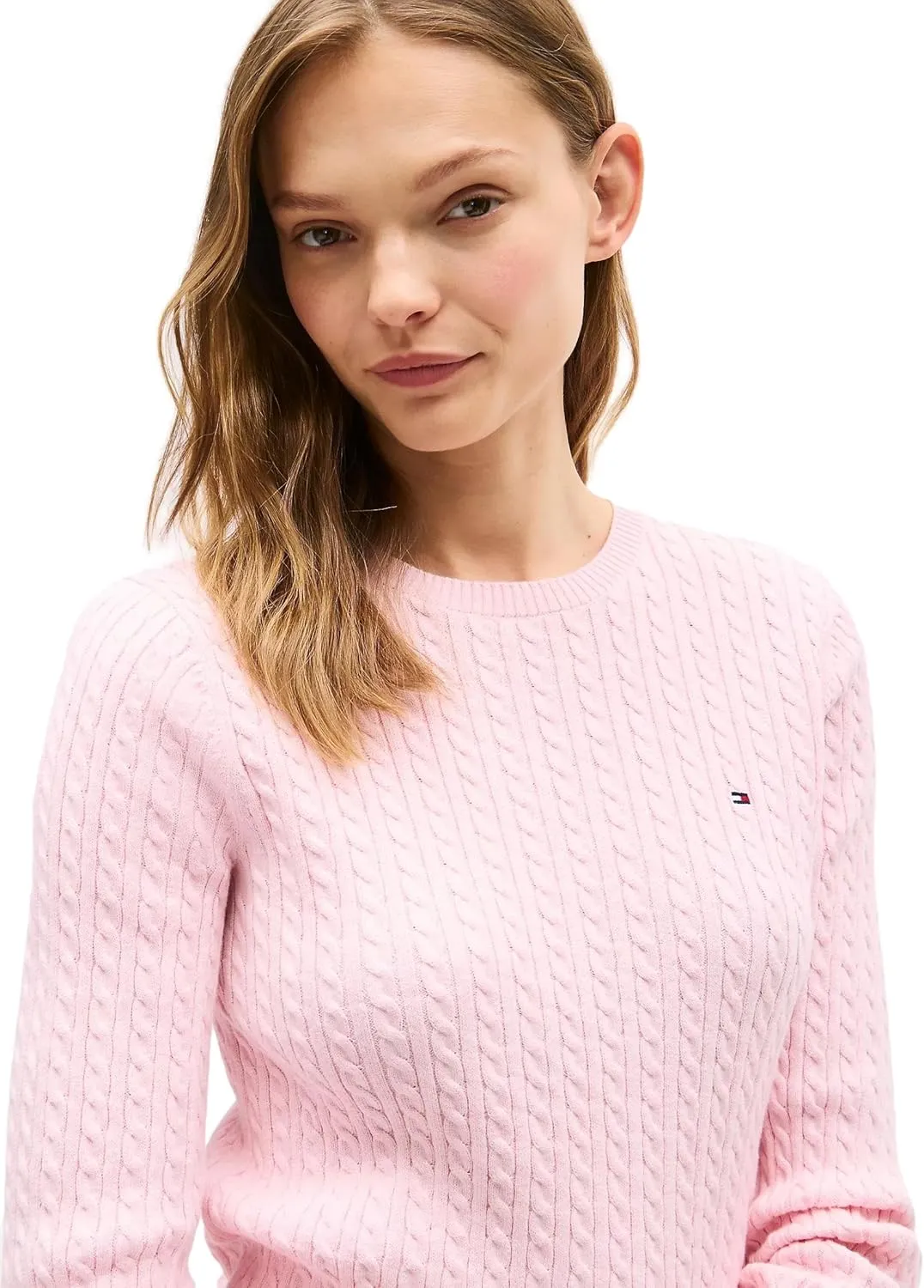 Tommy Hilfiger Women's Flag Logo Crewneck Cable Kint Sweaters Collection 2025