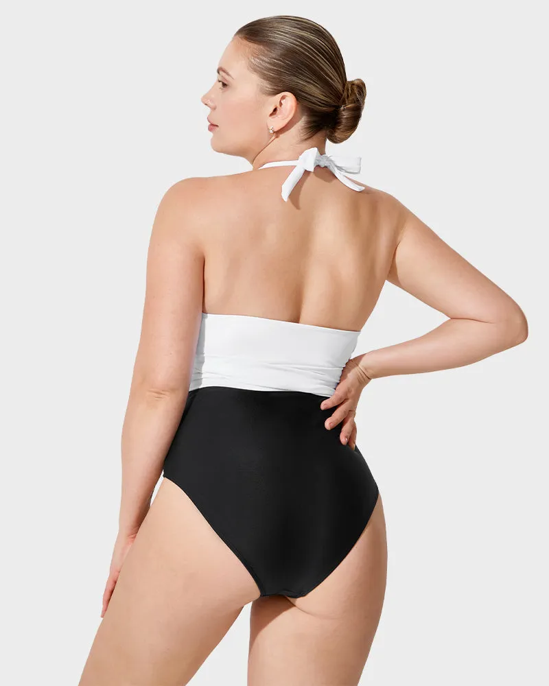 Twisted Belted Halter Neck One-Piece Swimsuit