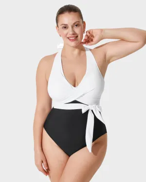 Twisted Belted Halter Neck One-Piece Swimsuit