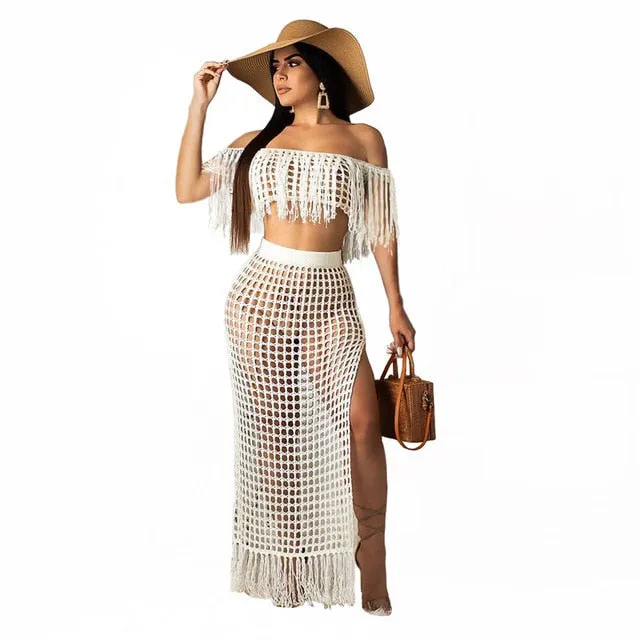 Two Piece Knitted Skirt Set
