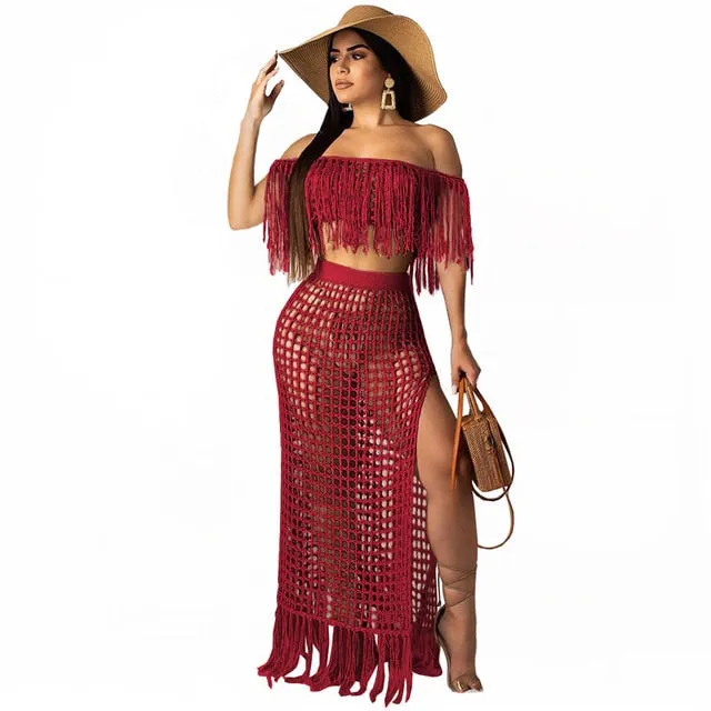 Two Piece Knitted Skirt Set