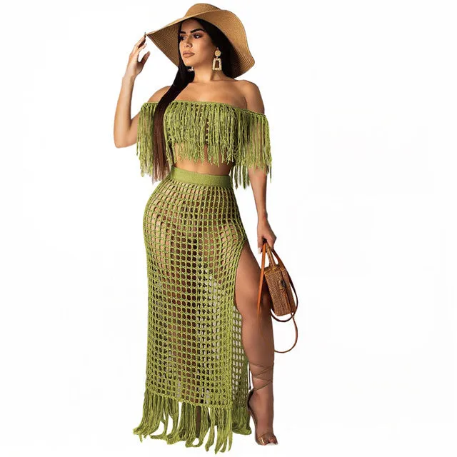 Two Piece Knitted Skirt Set