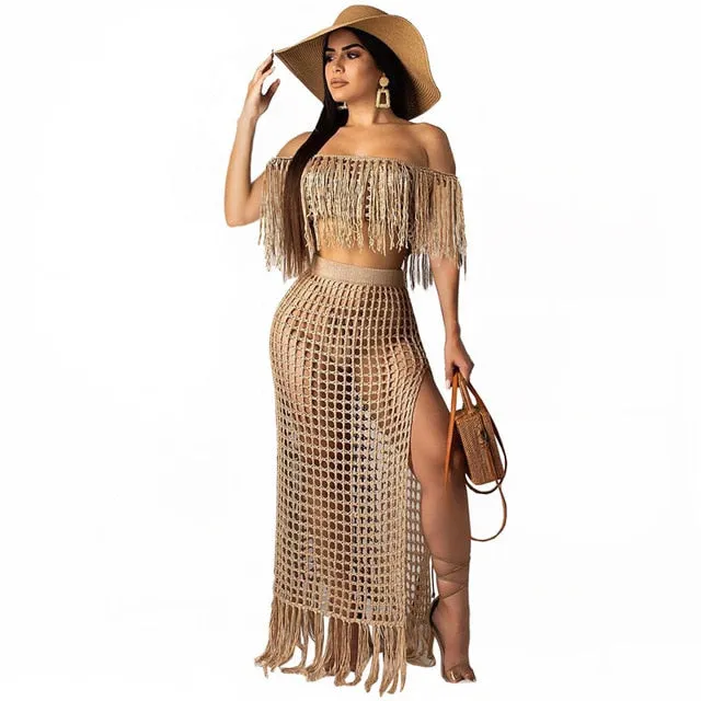 Two Piece Knitted Skirt Set