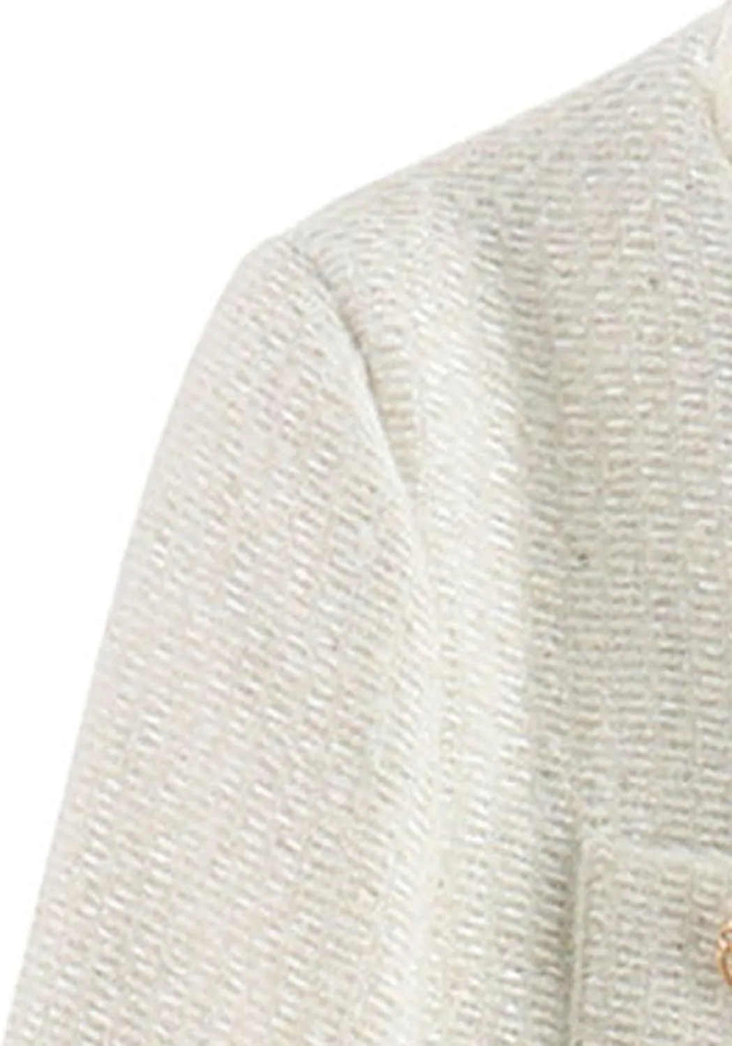 uhnmki Crop Tweed Blazer Jacket Women Collarless Open Front Button Down Business Work Casual Wool Jacket Coat
