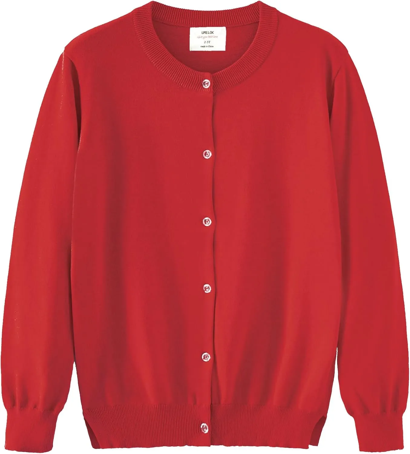 UMELOK Girls' Cardigans Sweater Cotton Button Solid Long Sleeve Knit Sweaters