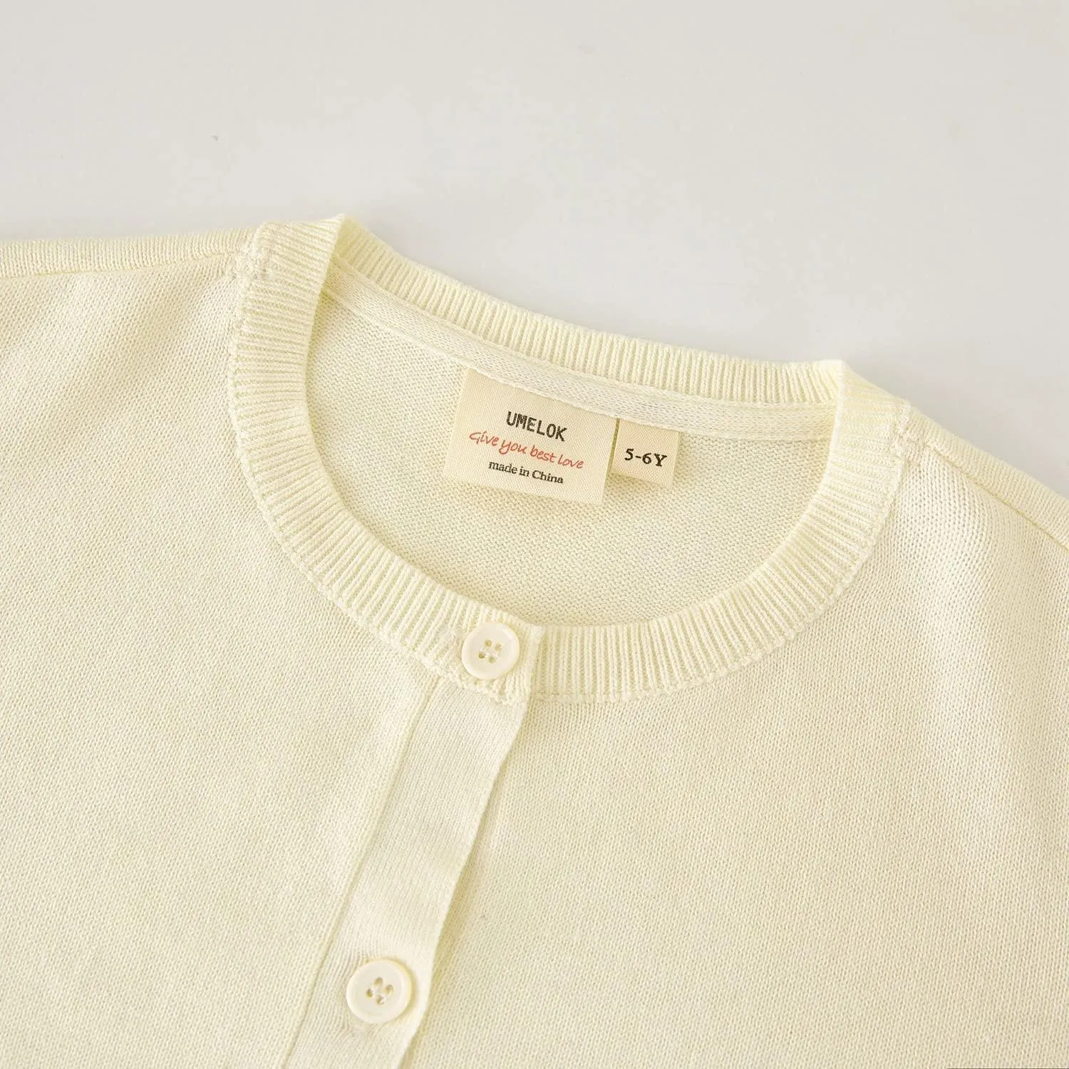 UMELOK Girls' Cardigans Sweater Cotton Button Solid Long Sleeve Knit Sweaters