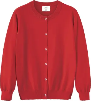 UMELOK Girls' Cardigans Sweater Cotton Button Solid Long Sleeve Knit Sweaters