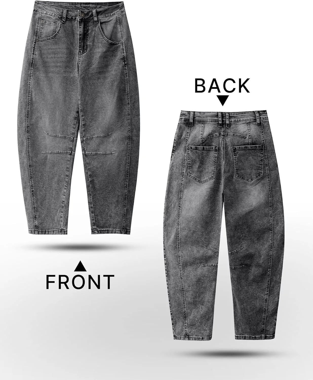 Utyful Barrel Jeans Women Cropped Baggy Trendy High Waisted Distressed Loose Stretch Denim Trouser Jeans with Pockets