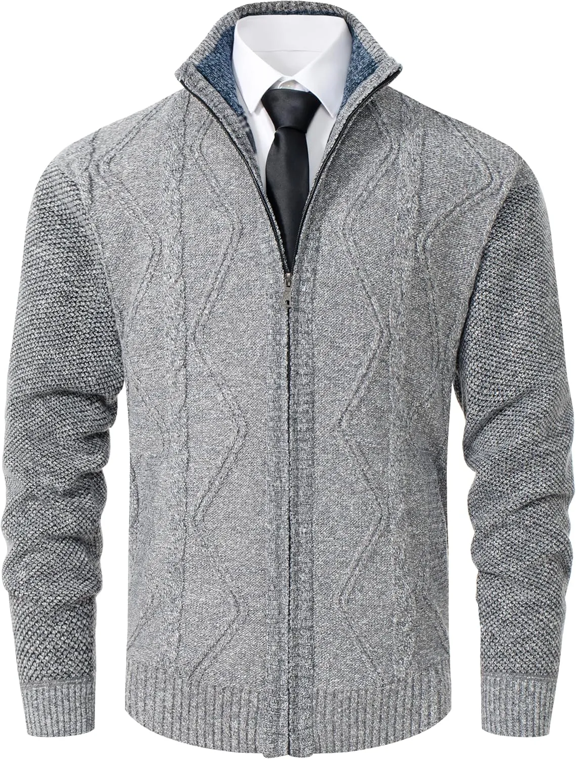 Vcansion Men's Classic Cardigan Sweaters Stand Collar Slim Fit Casual Knitted Sweater