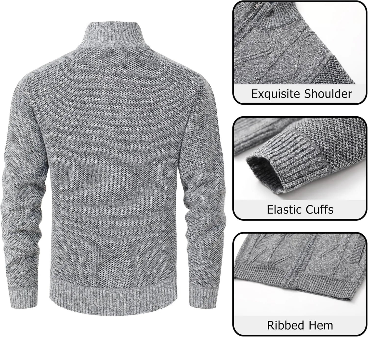 Vcansion Men's Classic Cardigan Sweaters Stand Collar Slim Fit Casual Knitted Sweater